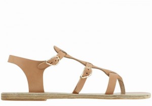 Beige Ancient Greek Sandals Grace Kelly Leather Women Casual Sandals | GPT8638YG