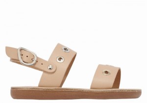 Beige Ancient Greek Sandals Little Clio Eyelets Soft Kids' Casual Sandals | XTC1013QW