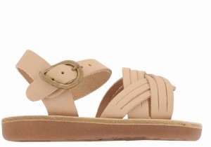 Beige Ancient Greek Sandals Little Electra Soft Kids' Flat Sandals | CZU3190JG