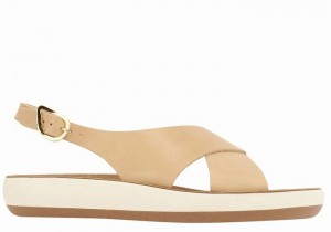 Beige Ancient Greek Sandals Maria Comfort Women Platform Sandals | VNR835ZH