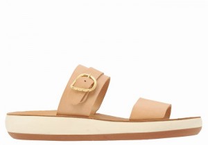 Beige Ancient Greek Sandals Preveza Comfort Women Slide Sandals | KTO7546LR