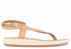 Beige Ancient Greek Sandals Salomi Comfort Women Ankle Strap Sandals | CKT8196VE