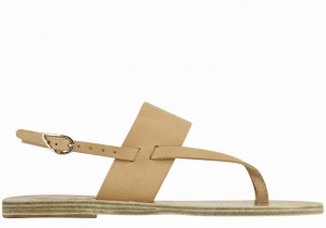 Beige Ancient Greek Sandals Zoe Flip Flop Leather Women Back-Strap Sandals | IAE236TB