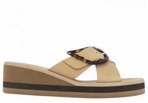 Beige Black Ancient Greek Sandals Thais Rainbow Women Wedge Sandals | BHR6833PF