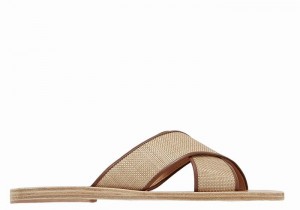 Beige Brown Ancient Greek Sandals Thais Women Slide Sandals | ELR9486ZP