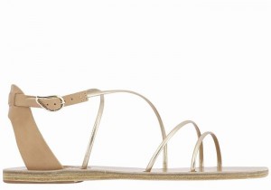 Beige Gold White Ancient Greek Sandals Meloivia Women Ankle Strap Sandals | MFC4518HG