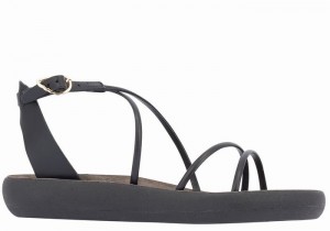 Black Ancient Greek Sandals Anastasia Comfort Women Ankle Strap Sandals | CJA3159OL