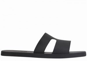 Black Ancient Greek Sandals Apteros Men Slide Sandals | AFI7521XE