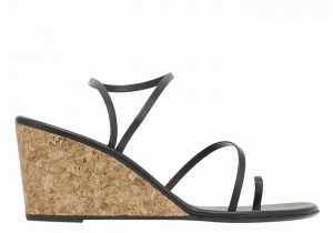 Black Ancient Greek Sandals Chora Mid Women Wedge Sandals | FBD4947LV