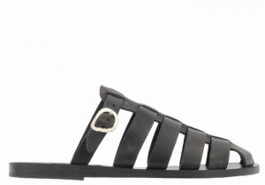 Black Ancient Greek Sandals Cosmia Women Fisherman Sandals | IQM675AK