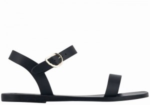 Black Ancient Greek Sandals Drama New Leather Women Casual Sandals | TKO9089MC