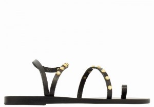 Black Ancient Greek Sandals Eleftheria Bee Women Toe-Post Sandals | JQD2114HJ