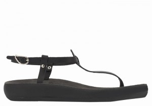 Black Ancient Greek Sandals Lito Comfort Women Back-Strap Sandals | AEG4195DH