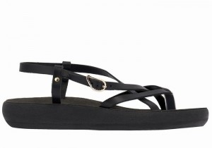 Black Ancient Greek Sandals Semele Comfort Women Back-Strap Sandals | UJJ4280LJ