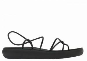 Black Ancient Greek Sandals Taxidi Comfort Women Back-Strap Sandals | PIB7194DI