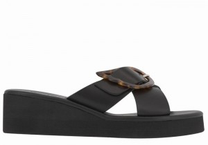 Black Ancient Greek Sandals Thais Rainbow Women Wedge Sandals | JTB3189OY