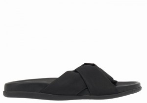 Black Ancient Greek Sandals Whitney Footbed Women Slide Sandals | FRY2186DO