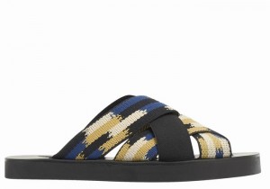 Black Blue Ancient Greek Sandals Neoklis Men Slide Sandals | GDD575UA