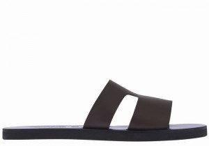 Chocolate Ancient Greek Sandals Apteros Men Slide Sandals | RHO948PS