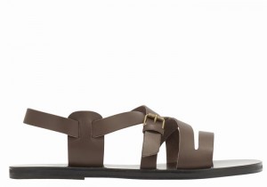 Chocolate Ancient Greek Sandals Hercules Leather Men Casual Sandals | ZNH7082BK