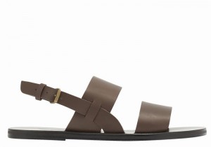 Chocolate Ancient Greek Sandals Irodotos Leather Men Casual Sandals | HZJ5579TK