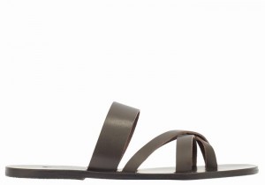 Chocolate Ancient Greek Sandals Jason Men Slide Sandals | ZVJ582HY