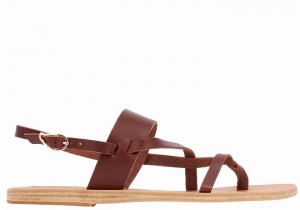 Coffee Ancient Greek Sandals Alethea Leather Women Back-Strap Sandals | AAV6026RI