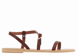 Coffee Ancient Greek Sandals Niove Leather Women Back-Strap Sandals | TLS9011WF