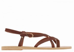 Coffee Ancient Greek Sandals Semele Leather Women Back-Strap Sandals | UGU2675XD