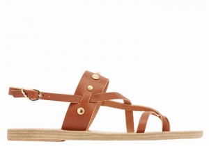 Dark Brown Ancient Greek Sandals Alethea Bee Women Back-Strap Sandals | JZZ1060MY