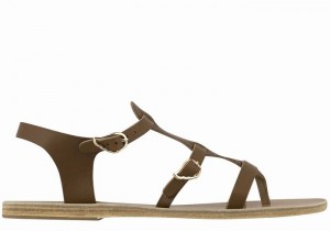 Dark Brown Ancient Greek Sandals Grace Kelly Leather Women Casual Sandals | MIK2488VY