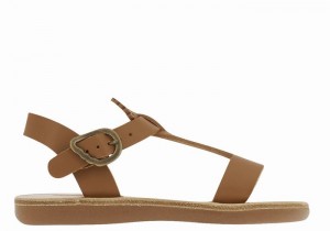 Dark Brown Ancient Greek Sandals Little Amber Soft Kids' Flat Sandals | WFZ2263UZ