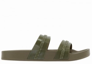 Dark Green Ancient Greek Sandals Meli Women Slide Sandals | JBH224YY