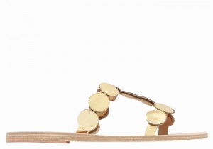 Gold Ancient Greek Sandals Uranos Leather Women Slide Sandals | QRN3863AF