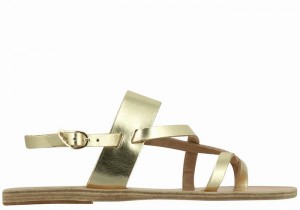 Gold White Ancient Greek Sandals Alethea Leather Women Back-Strap Sandals | BEH2518LI