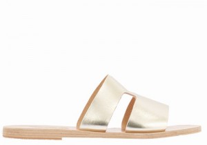 Gold White Ancient Greek Sandals Apteros Women Slide Sandals | EQX682ZE