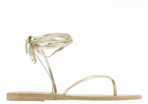 Gold White Ancient Greek Sandals Celia Women Gladiator Sandals | SJX4377NC