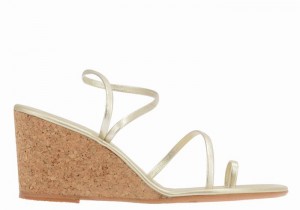 Gold White Ancient Greek Sandals Chora Mid Women Wedge Sandals | WPS873FZ