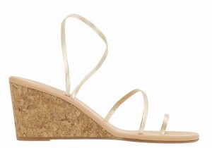 Gold White Ancient Greek Sandals Chora Mid Women Wedge Sandals | ATW5559IY