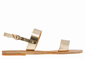 Gold White Ancient Greek Sandals Clio Women Back-Strap Sandals | MXF2746IY