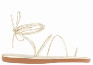 Gold White Ancient Greek Sandals Du Women Toe-Post Sandals | AMF8333WP