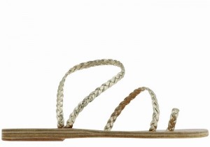 Gold White Ancient Greek Sandals Eleftheria Leather Women Braided Sandals | XOS9243ME