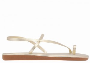 Gold White Ancient Greek Sandals Euterpe Women Toe-Post Sandals | KNQ2594EM