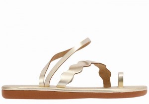 Gold White Ancient Greek Sandals Koralia Women Toe-Post Sandals | LHB3362YQ