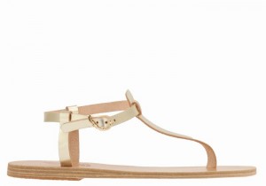 Gold White Ancient Greek Sandals Lito Flip Flop Leather Women Back-Strap Sandals | MDR9798VQ