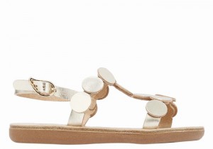 Gold White Ancient Greek Sandals Little Uranos Soft Kids' Flat Sandals | LJT481VA