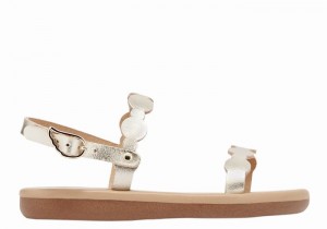 Gold White Ancient Greek Sandals Little Orion Soft Kids' Flat Sandals | EOF7572TV