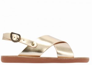 Gold White Ancient Greek Sandals Little Maria Soft Kids' Casual Sandals | VQM5521EM