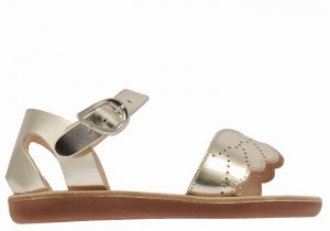 Gold White Ancient Greek Sandals Little Andromeda Soft Kids' Casual Sandals | UDU4313LQ