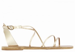 Gold White Ancient Greek Sandals Meloivia Women Ankle Strap Sandals | KNL4779XK